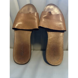 Madewell Boardwalk Post Slide Sandals Tan Leather Toe Post Women’s 9.5